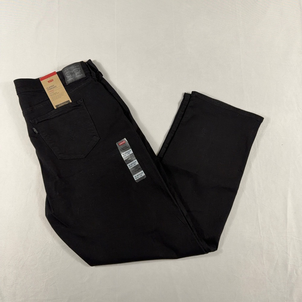 Levi's Classic Straight Hypersoft Mid Rise Jeans 18‎ Medium W34 L30 Black NWT